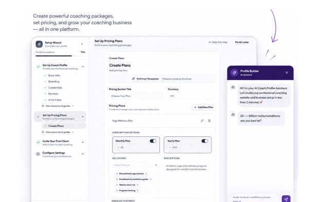 Build Plans With AI - bTrainr coaching platform interface