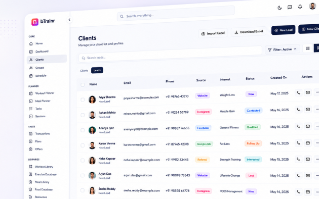 Keep Your Pipeline Moving - bTrainr coaching platform interface