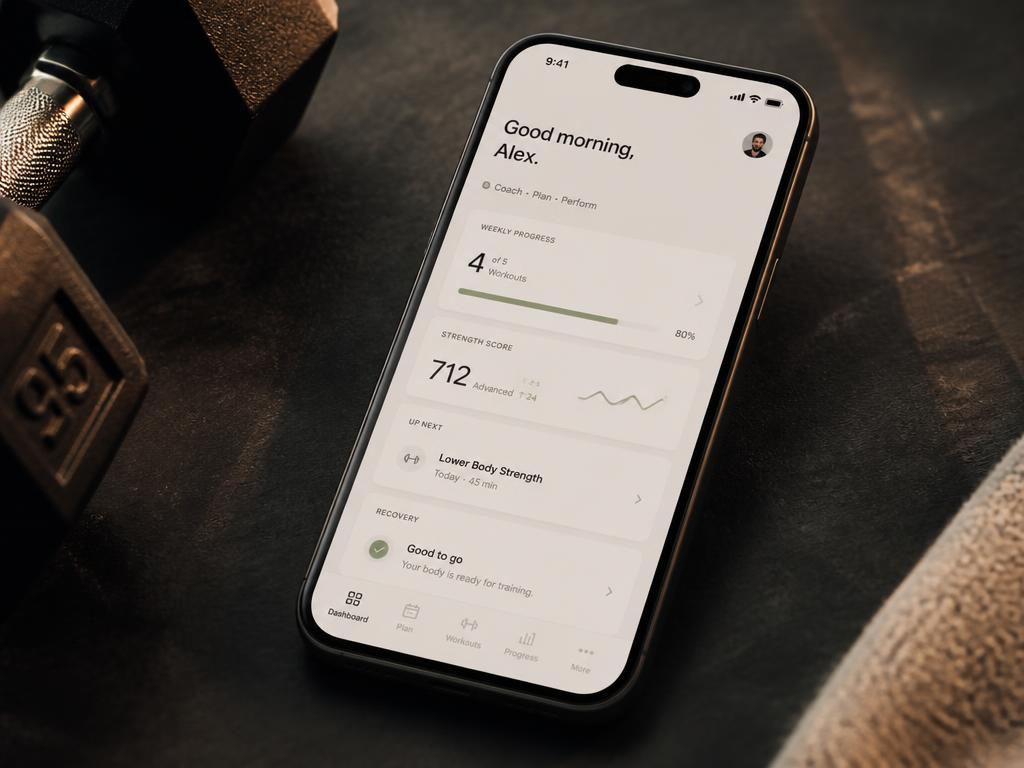 bTrainr coaching app dashboard on a smartphone
